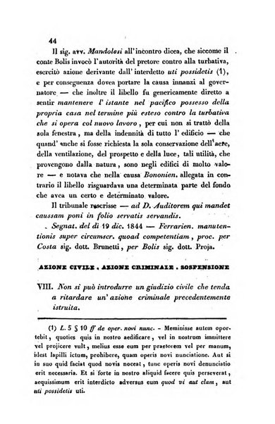 Giornale del Foro in cui si raccolgono le più importanti regiudicate dei supremi tribunali di Roma e dello Stato pontificio in materia civile