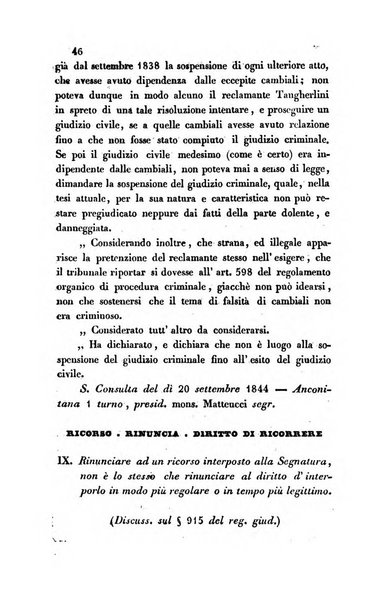 Giornale del Foro in cui si raccolgono le più importanti regiudicate dei supremi tribunali di Roma e dello Stato pontificio in materia civile