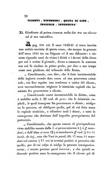 Giornale del Foro in cui si raccolgono le più importanti regiudicate dei supremi tribunali di Roma e dello Stato pontificio in materia civile