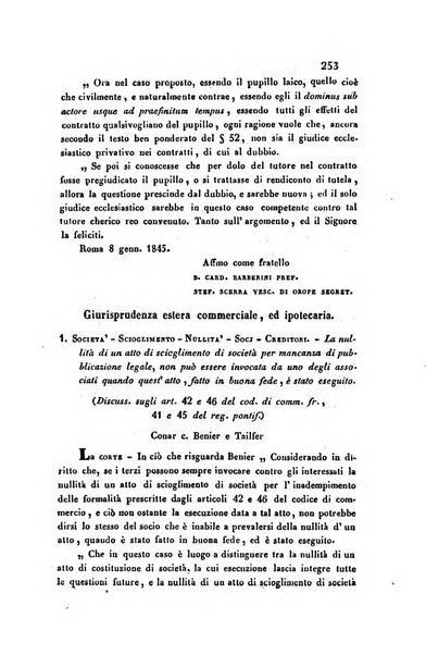 Giornale del Foro in cui si raccolgono le più importanti regiudicate dei supremi tribunali di Roma e dello Stato pontificio in materia civile