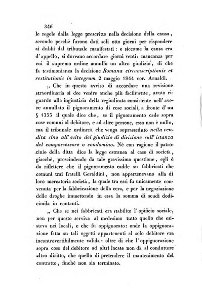 Giornale del Foro in cui si raccolgono le più importanti regiudicate dei supremi tribunali di Roma e dello Stato pontificio in materia civile