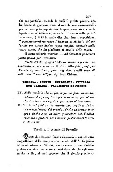 Giornale del Foro in cui si raccolgono le più importanti regiudicate dei supremi tribunali di Roma e dello Stato pontificio in materia civile