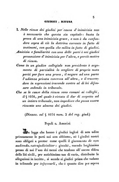 Giornale del Foro in cui si raccolgono le più importanti regiudicate dei supremi tribunali di Roma e dello Stato pontificio in materia civile