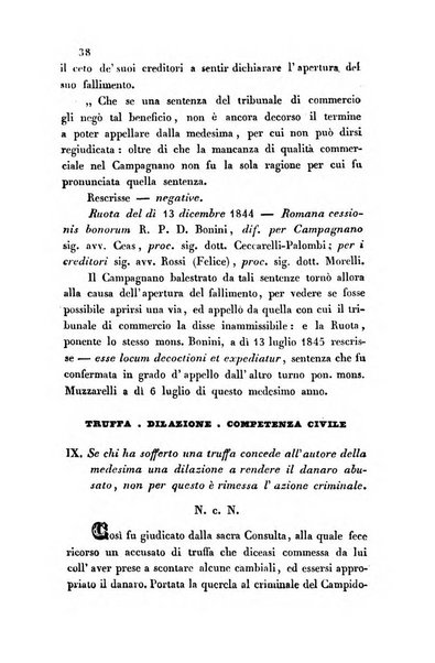 Giornale del Foro in cui si raccolgono le più importanti regiudicate dei supremi tribunali di Roma e dello Stato pontificio in materia civile