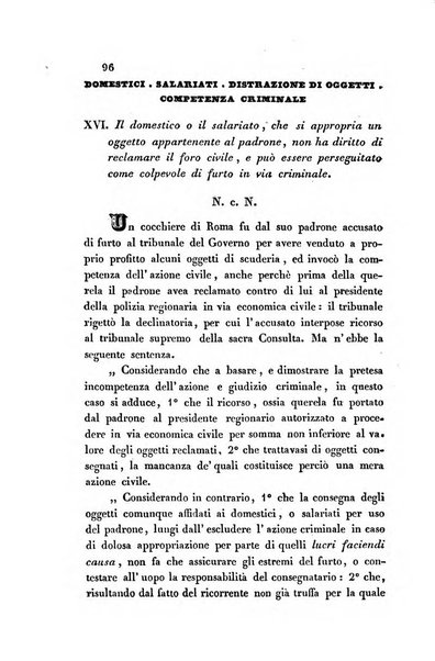 Giornale del Foro in cui si raccolgono le più importanti regiudicate dei supremi tribunali di Roma e dello Stato pontificio in materia civile