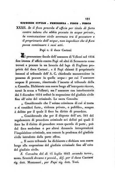 Giornale del Foro in cui si raccolgono le più importanti regiudicate dei supremi tribunali di Roma e dello Stato pontificio in materia civile