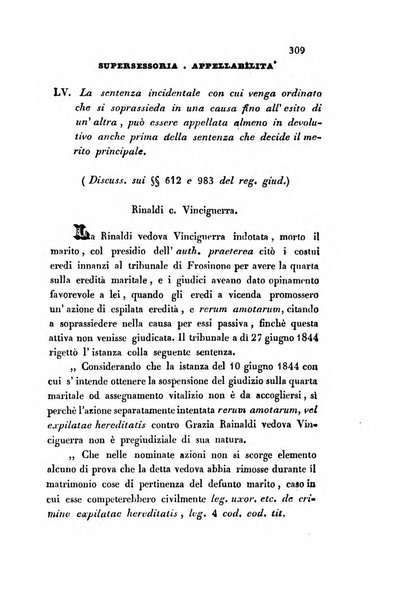 Giornale del Foro in cui si raccolgono le più importanti regiudicate dei supremi tribunali di Roma e dello Stato pontificio in materia civile