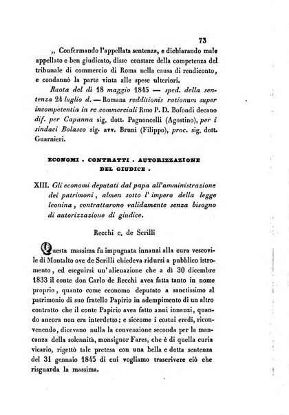 Giornale del Foro in cui si raccolgono le più importanti regiudicate dei supremi tribunali di Roma e dello Stato pontificio in materia civile