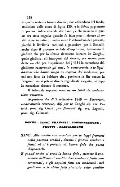 Giornale del Foro in cui si raccolgono le più importanti regiudicate dei supremi tribunali di Roma e dello Stato pontificio in materia civile