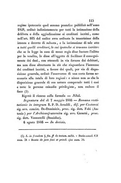 Giornale del Foro in cui si raccolgono le più importanti regiudicate dei supremi tribunali di Roma e dello Stato pontificio in materia civile