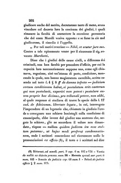 Giornale del Foro in cui si raccolgono le più importanti regiudicate dei supremi tribunali di Roma e dello Stato pontificio in materia civile