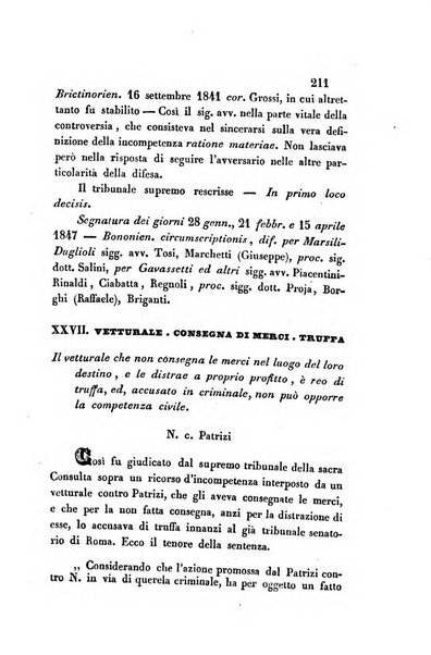 Giornale del Foro in cui si raccolgono le più importanti regiudicate dei supremi tribunali di Roma e dello Stato pontificio in materia civile