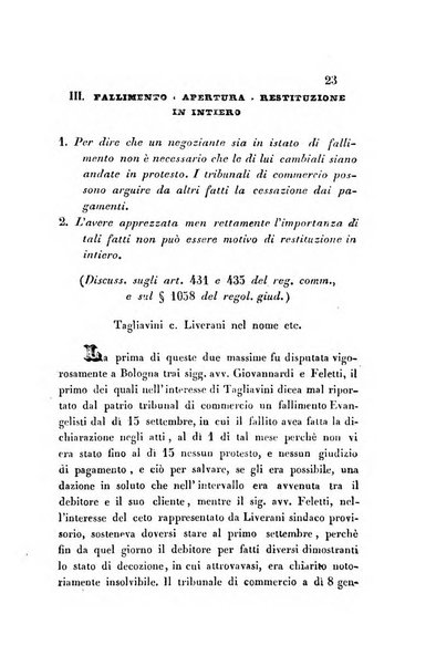 Giornale del Foro in cui si raccolgono le più importanti regiudicate dei supremi tribunali di Roma e dello Stato pontificio in materia civile