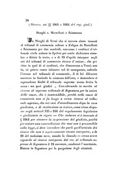 Giornale del Foro in cui si raccolgono le più importanti regiudicate dei supremi tribunali di Roma e dello Stato pontificio in materia civile