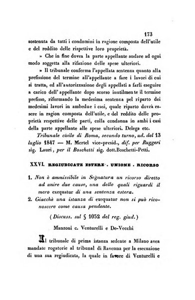 Giornale del Foro in cui si raccolgono le più importanti regiudicate dei supremi tribunali di Roma e dello Stato pontificio in materia civile