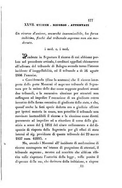 Giornale del Foro in cui si raccolgono le più importanti regiudicate dei supremi tribunali di Roma e dello Stato pontificio in materia civile