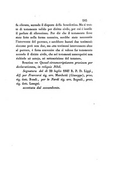 Giornale del Foro in cui si raccolgono le più importanti regiudicate dei supremi tribunali di Roma e dello Stato pontificio in materia civile