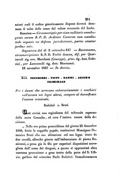 Giornale del Foro in cui si raccolgono le più importanti regiudicate dei supremi tribunali di Roma e dello Stato pontificio in materia civile