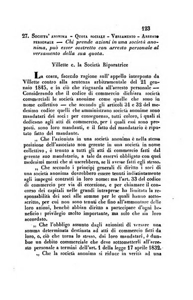 Giornale del Foro in cui si raccolgono le più importanti regiudicate dei supremi tribunali di Roma e dello Stato pontificio in materia civile