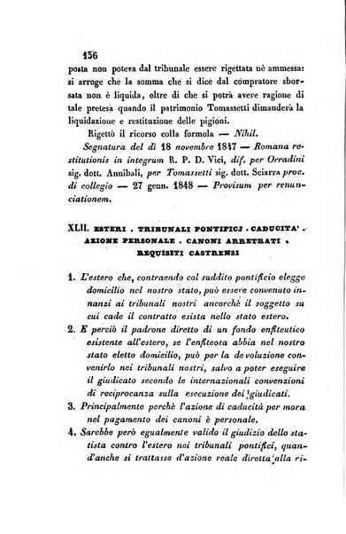 Giornale del Foro in cui si raccolgono le più importanti regiudicate dei supremi tribunali di Roma e dello Stato pontificio in materia civile