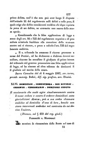 Giornale del Foro in cui si raccolgono le più importanti regiudicate dei supremi tribunali di Roma e dello Stato pontificio in materia civile