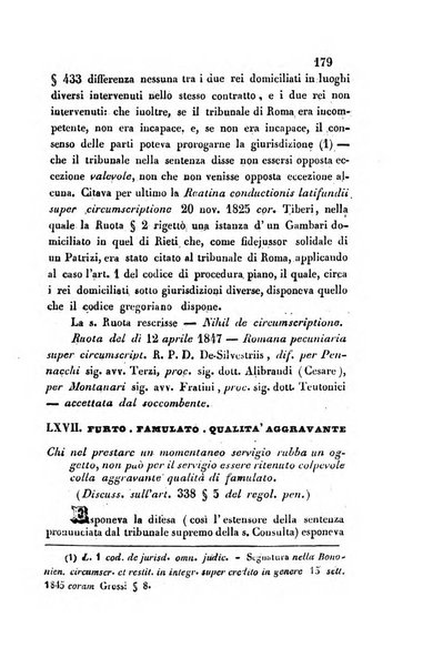 Giornale del Foro in cui si raccolgono le più importanti regiudicate dei supremi tribunali di Roma e dello Stato pontificio in materia civile