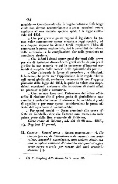 Giornale del Foro in cui si raccolgono le più importanti regiudicate dei supremi tribunali di Roma e dello Stato pontificio in materia civile