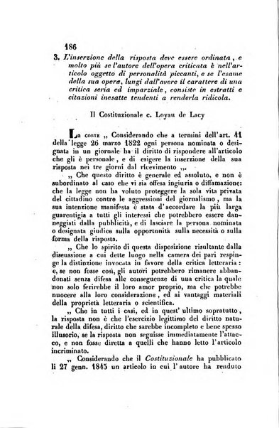 Giornale del Foro in cui si raccolgono le più importanti regiudicate dei supremi tribunali di Roma e dello Stato pontificio in materia civile