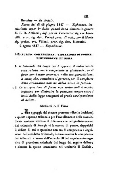 Giornale del Foro in cui si raccolgono le più importanti regiudicate dei supremi tribunali di Roma e dello Stato pontificio in materia civile
