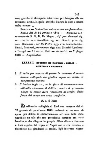 Giornale del Foro in cui si raccolgono le più importanti regiudicate dei supremi tribunali di Roma e dello Stato pontificio in materia civile