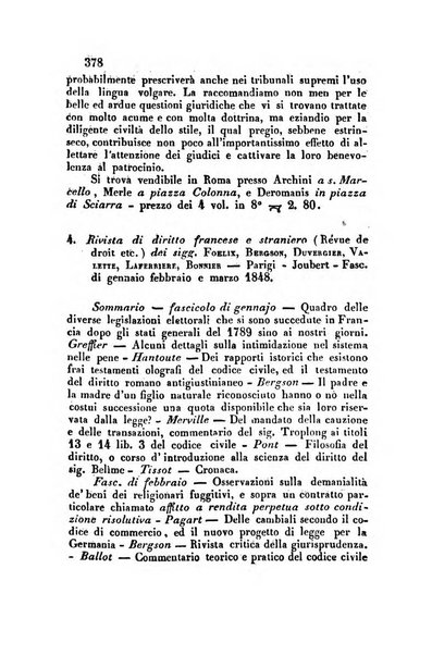 Giornale del Foro in cui si raccolgono le più importanti regiudicate dei supremi tribunali di Roma e dello Stato pontificio in materia civile