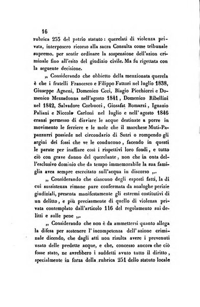 Giornale del Foro in cui si raccolgono le più importanti regiudicate dei supremi tribunali di Roma e dello Stato pontificio in materia civile