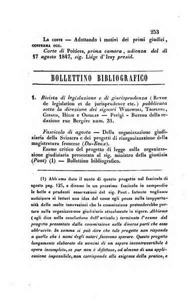 Giornale del Foro in cui si raccolgono le più importanti regiudicate dei supremi tribunali di Roma e dello Stato pontificio in materia civile