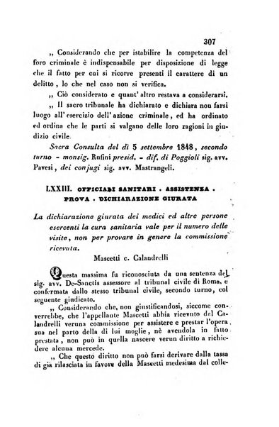 Giornale del Foro in cui si raccolgono le più importanti regiudicate dei supremi tribunali di Roma e dello Stato pontificio in materia civile