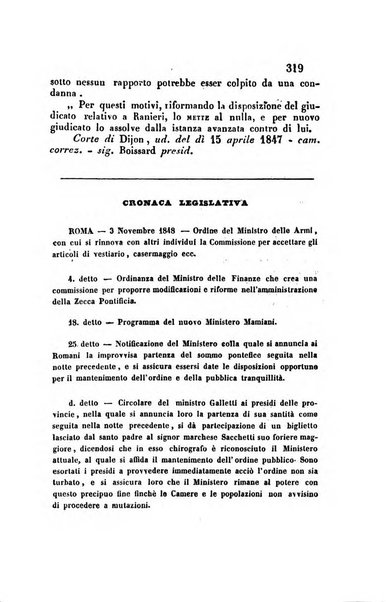 Giornale del Foro in cui si raccolgono le più importanti regiudicate dei supremi tribunali di Roma e dello Stato pontificio in materia civile