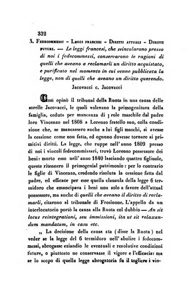 Giornale del Foro in cui si raccolgono le più importanti regiudicate dei supremi tribunali di Roma e dello Stato pontificio in materia civile