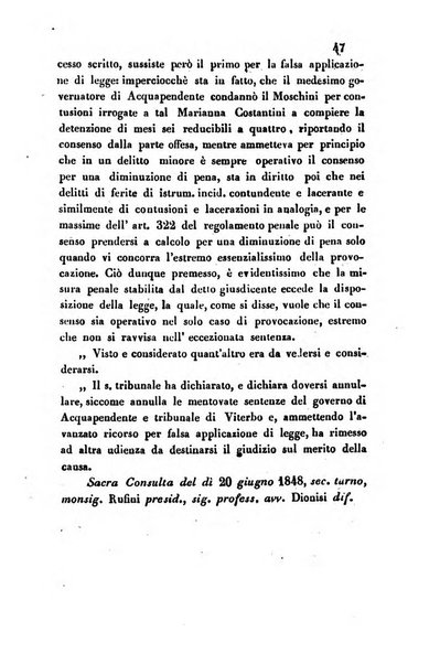 Giornale del Foro in cui si raccolgono le più importanti regiudicate dei supremi tribunali di Roma e dello Stato pontificio in materia civile