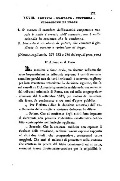 Giornale del Foro in cui si raccolgono le più importanti regiudicate dei supremi tribunali di Roma e dello Stato pontificio in materia civile