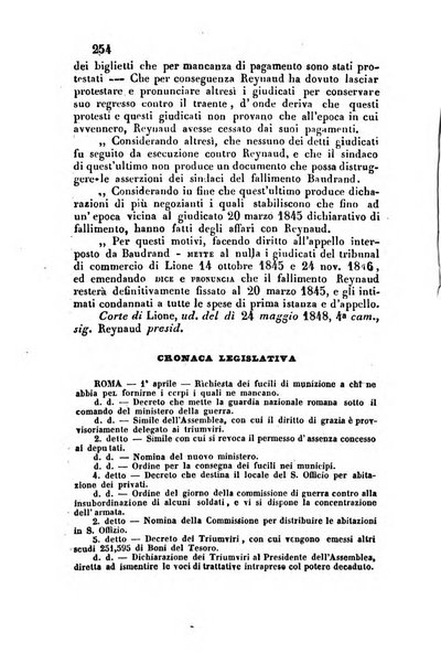 Giornale del Foro in cui si raccolgono le più importanti regiudicate dei supremi tribunali di Roma e dello Stato pontificio in materia civile