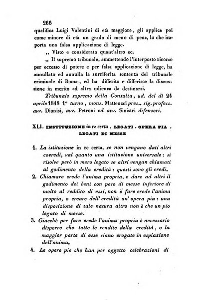 Giornale del Foro in cui si raccolgono le più importanti regiudicate dei supremi tribunali di Roma e dello Stato pontificio in materia civile