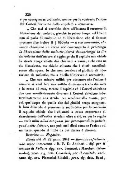 Giornale del Foro in cui si raccolgono le più importanti regiudicate dei supremi tribunali di Roma e dello Stato pontificio in materia civile