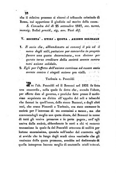 Giornale del Foro in cui si raccolgono le più importanti regiudicate dei supremi tribunali di Roma e dello Stato pontificio in materia civile