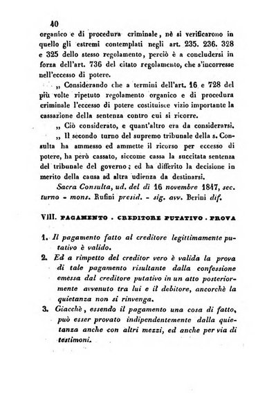 Giornale del Foro in cui si raccolgono le più importanti regiudicate dei supremi tribunali di Roma e dello Stato pontificio in materia civile