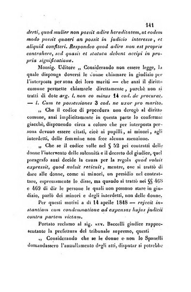 Giornale del Foro in cui si raccolgono le più importanti regiudicate dei supremi tribunali di Roma e dello Stato pontificio in materia civile