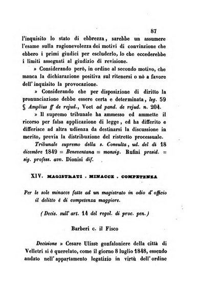 Giornale del Foro in cui si raccolgono le più importanti regiudicate dei supremi tribunali di Roma e dello Stato pontificio in materia civile