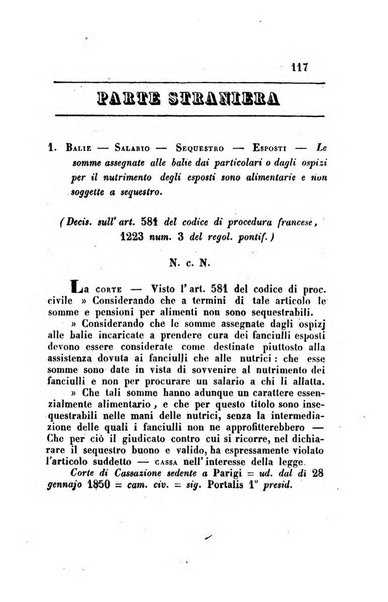 Giornale del Foro in cui si raccolgono le più importanti regiudicate dei supremi tribunali di Roma e dello Stato pontificio in materia civile