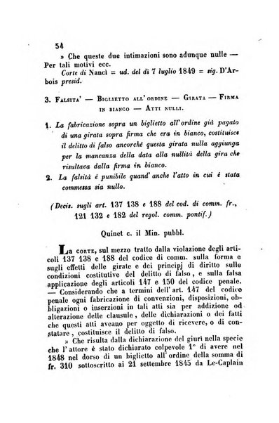 Giornale del Foro in cui si raccolgono le più importanti regiudicate dei supremi tribunali di Roma e dello Stato pontificio in materia civile