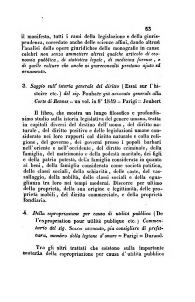 Giornale del Foro in cui si raccolgono le più importanti regiudicate dei supremi tribunali di Roma e dello Stato pontificio in materia civile