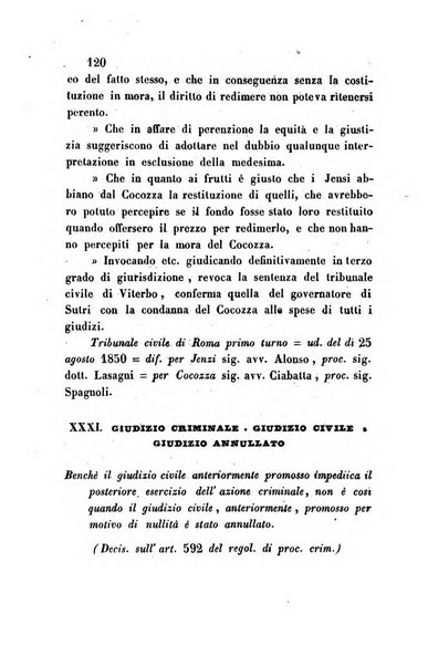 Giornale del Foro in cui si raccolgono le più importanti regiudicate dei supremi tribunali di Roma e dello Stato pontificio in materia civile