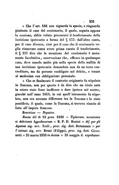 Giornale del Foro in cui si raccolgono le più importanti regiudicate dei supremi tribunali di Roma e dello Stato pontificio in materia civile